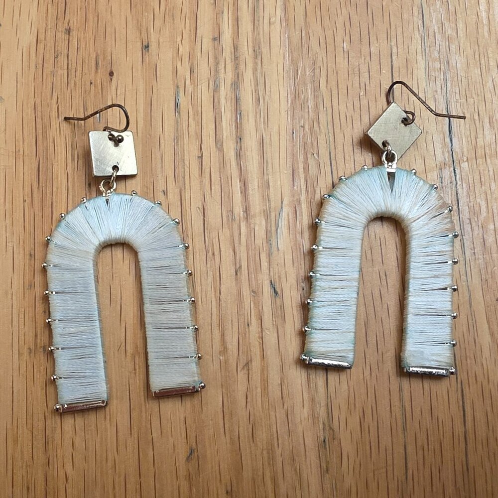 Etsy Silver Arch Thread Drop Dangle Earrings - image 2